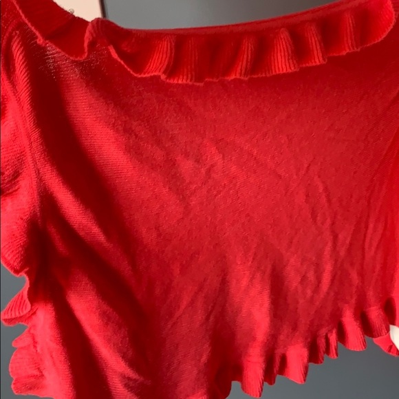 April Morin’ pink ruffle shawl open cardigan OS - Picture 2 of 4